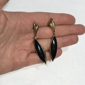 Costume Earrings Black Enamel